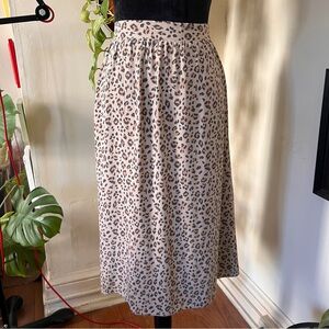 Nine West 100% Rayon Leopard Print Midi Skirt - Size Medium